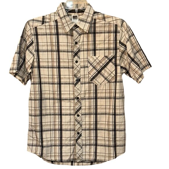 The North Face Plaid Button Down Cotton Collar‎ Short Sleeve Shirt Size Small - Picture 1 of 6
